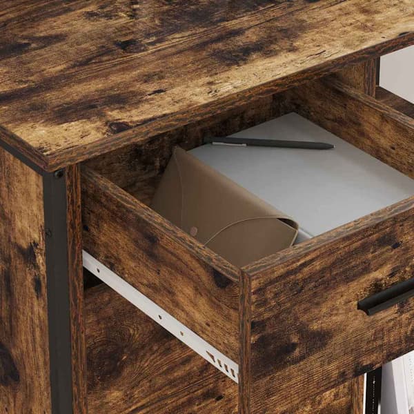 vidaXL Skap med ladestasjon Røkt eik 76 x 41 x 72 cm Konstruert tre