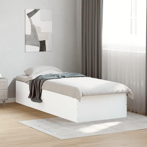 vidaXL Sängram vit 75x190 cm konstruerat trä