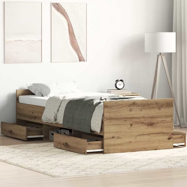 vidaXL Sengestamme Artisan Eik 193 x 78 x 50 cm Konstruert tre