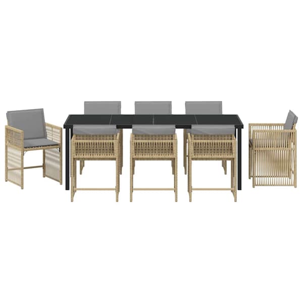 vidaXL Trädgårdsmöbelset 9 pcs Beige konstrotting