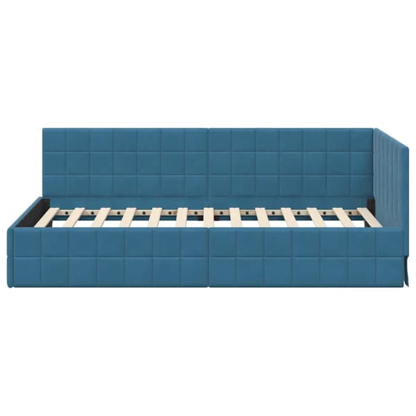 vidaXL Hörnssängram Blå 90 x 200 cm Sammet