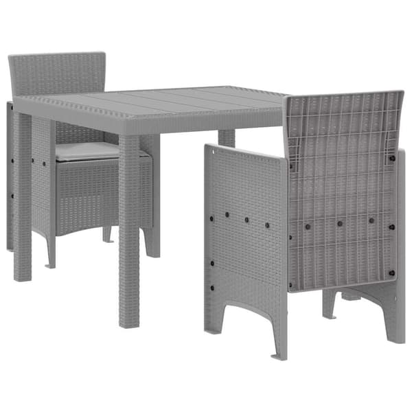 vidaXL Hage Spisegruppe 3 pcs Lysegrå Polypropen