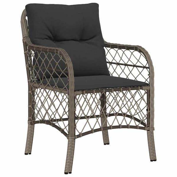 vidaXL Trädgårdsmöbelset med kudde 7 pcs Grå konstrotting