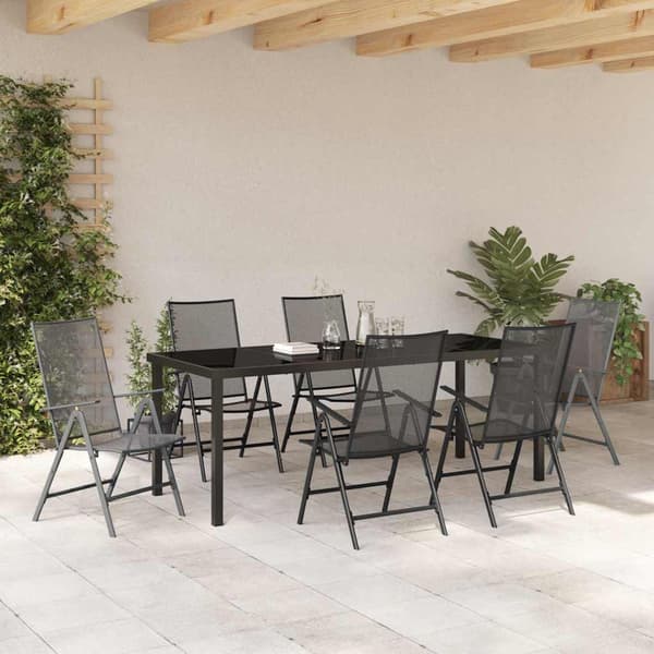 vidaXL Trädgårdsmöbelset 7 pcs Antracit Pulverlackerat stål