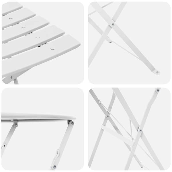 vidaXL Sammenleggbart Bistrosett 3 pcs Hvit Stål