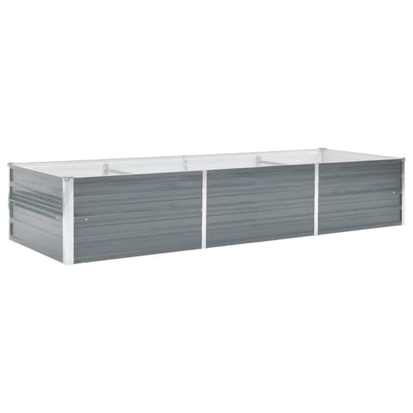 vidaXL Odlingslåda upphöjd galvaniserat stål 240x80x45 cm grå