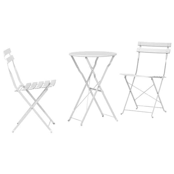 vidaXL Sammenleggbart Bistrosett 3 pcs Hvit Stål