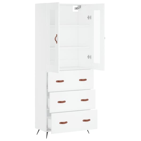 vidaXL Highboard hvit 69,5x34x180 cm konstruert tre