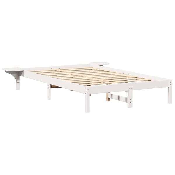 vidaXL Sängram Vit 140 x 190 cm Massiv furu
