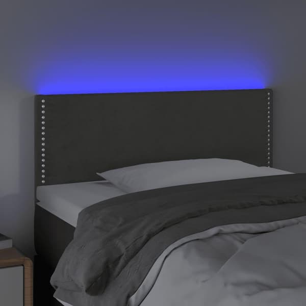 vidaXL Sänggavel LED mörkgrå 100x5x78/88 cm sammet