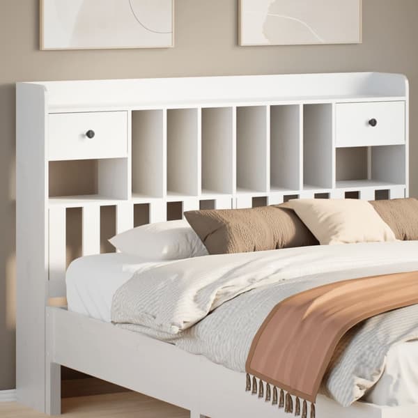 vidaXL Hodegavl med oppbevaring hvit 140 cm heltre furu
