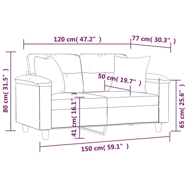 vidaXL 2-sitssoffa med prydnadskuddar mörkgrå 120 cm mikrofibertyg