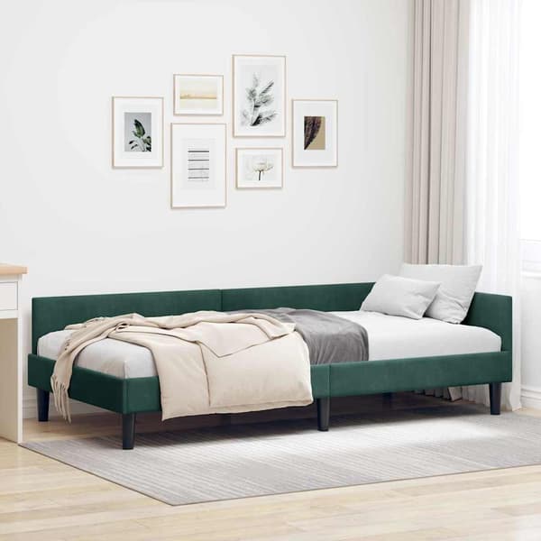 vidaXL Sängram Mörkgrön 100 x 200 cm Sammet och konstruerat trä