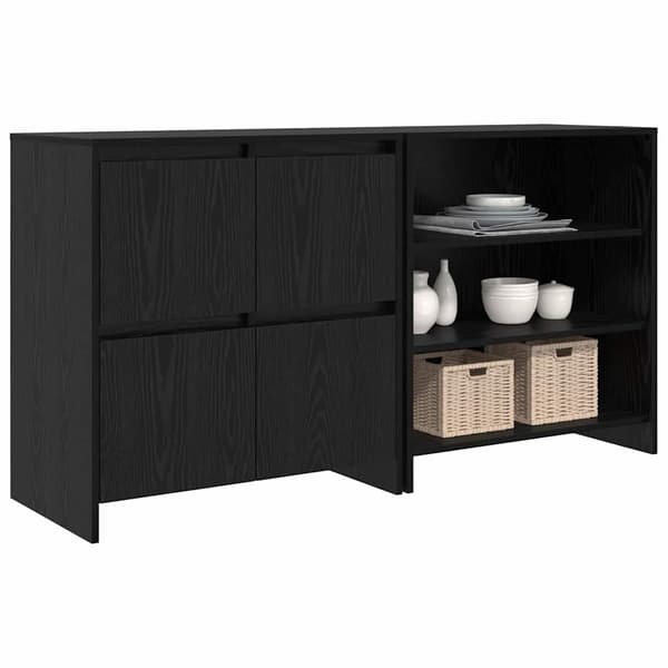 vidaXL Serviesskap 2 pcs Svart Eik 70 x 41 x 75 cm Konstruert tre