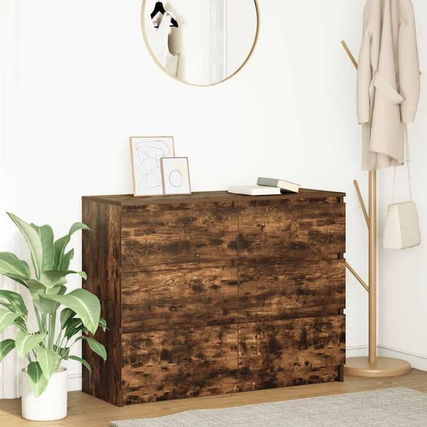 vidaXL Skjenk røkt eik 100x35x76 cm konstruert tre