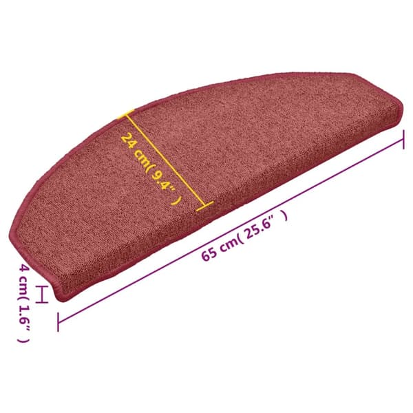 vidaXL Trappstegsmattor 15 st röd 65x24x4 cm