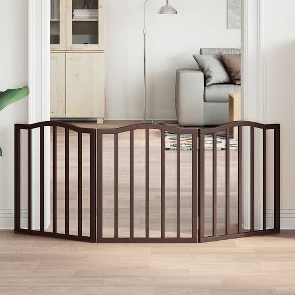 vidaXL Hundeport sammenleggbar 3 paneler brun eik 150 cm poppeltre