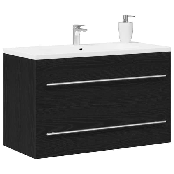 vidaXL Servantskap svart eik 80x38,5x48 cm konstruert tre