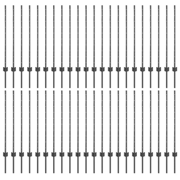 vidaXL Gjerdepåle 44 pcs Grå 140 cm Stål