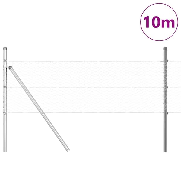 vidaXL Gjerdepåle sølv 10 x 0,4 m (25 mm mesh) Stål