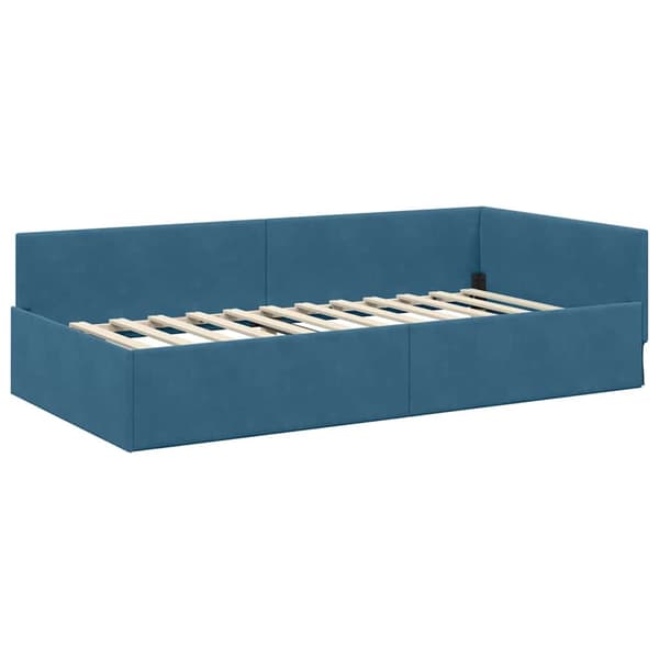 vidaXL Hörn sängram Blå 90 x 190 cm Sammet och konstruerat trä