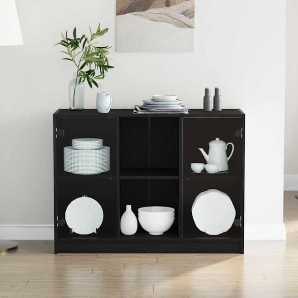 vidaXL Serviesskap Svart Eik 100 x 37 x 75.5 cm