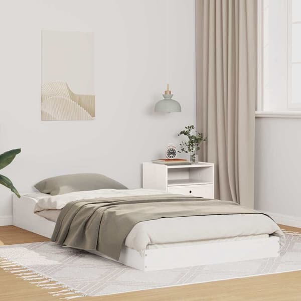 vidaXL Sängram Vit 90 x 200 cm Massiv furu