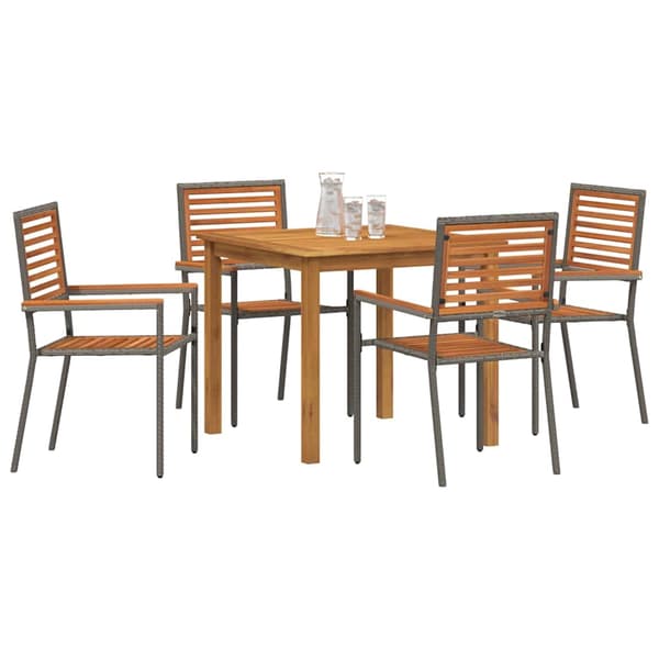 vidaXL Hage Spisegruppe 5 pcs Grå Solid akasietre