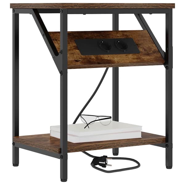 vidaXL Nattbordskap 2 pcs Røkt eik 38 x 30 x 48 cm Konstruert tre