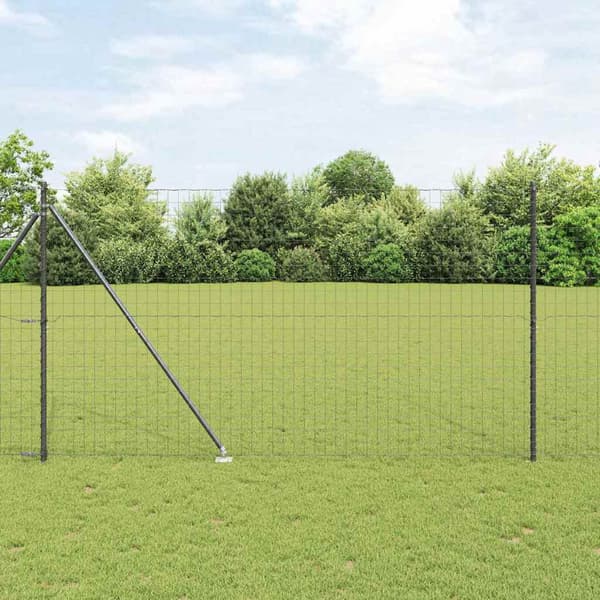 vidaXL Gjerde med stolpe Grå 1,5 x 10 m Stål
