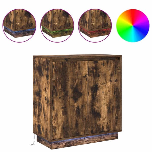 vidaXL LED sideboard for Røkt Eik 71 x 34,5 x 75 cm Konstruert tre