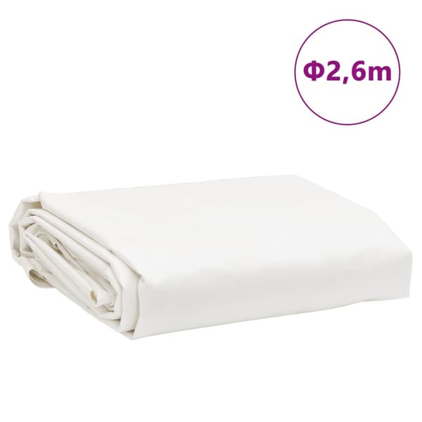 vidaXL Presenning vit Ø 2,6 m 650 g/m²