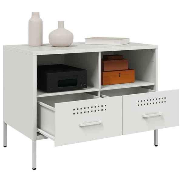 vidaXL TV-benk hvit 68x39x50,5 cm stål