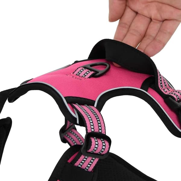 vidaXL Hundsele med reflekterande ränder Justerbar rosa L
