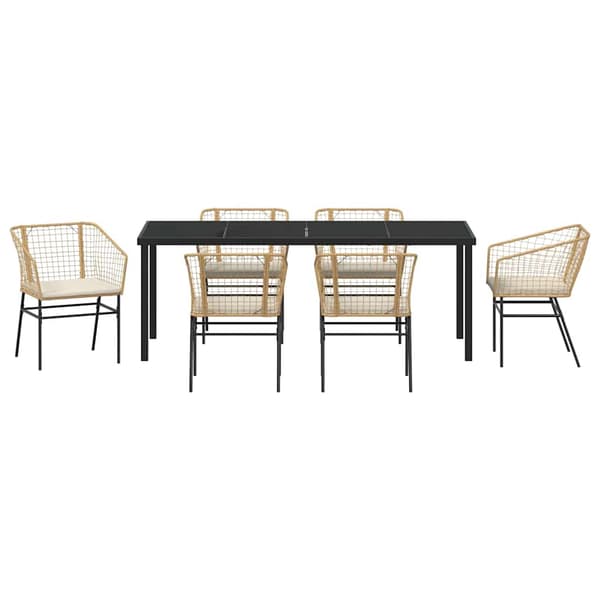 vidaXL Trädgårdsmöbelset 7 pcs Brun konstrotting