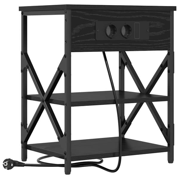 vidaXL Nattbordskap 2 pcs Svart Eik 41 x 31 x 51 cm Konstruert tre