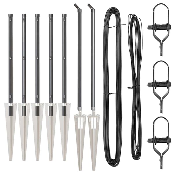 vidaXL Stängselstolpe 7 pcs Grå Stål