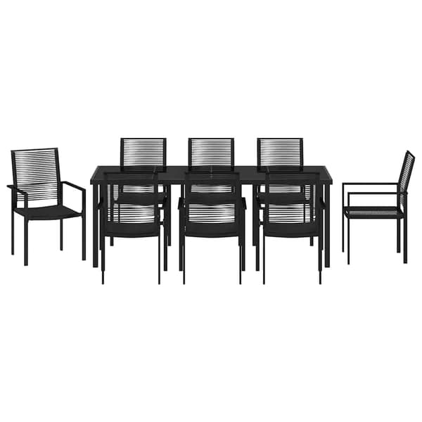 vidaXL Trädgårdsmöbelset 9 pcs Svart Pulverlackerat stål