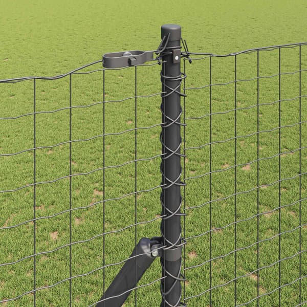 vidaXL Stängselstolpe 12 pcs Grå Pulverlackerad stål