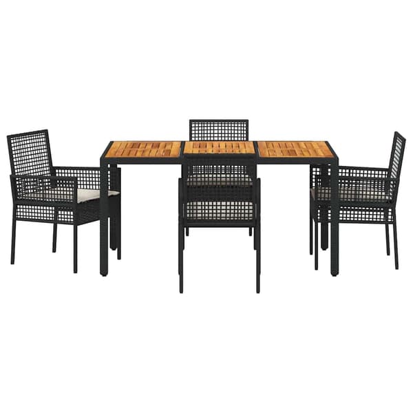 vidaXL Trädgårdsmöbelset 5 pcs Svart konstrotting