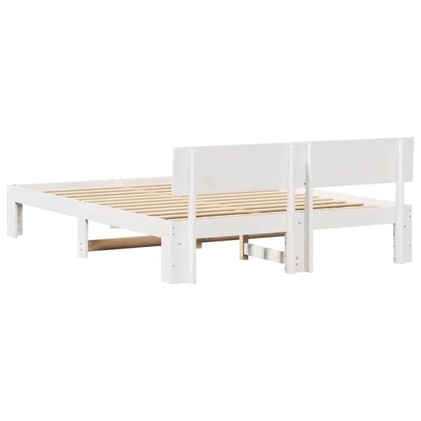vidaXL Sengestamme med hodegjerde Hvit 150 x 200 cm Massiv furu