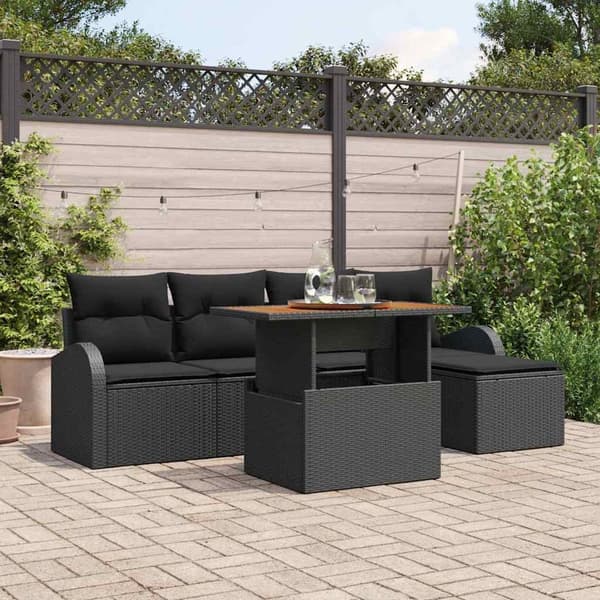 vidaXL 7-delars trädgårdsoffセット med kuddar Beige Poly Rattan