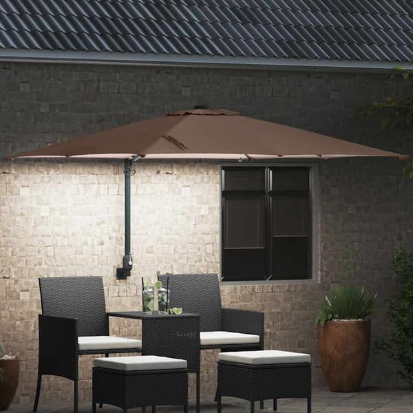 vidaXL Hageparasol Gråbrun 248,5 x 247,5 x 160 cm Polyester og stål