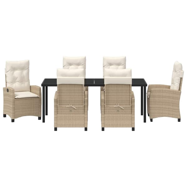 vidaXL Trädgårdsmöbelset med kudde 7 pcs Beige konstrotting