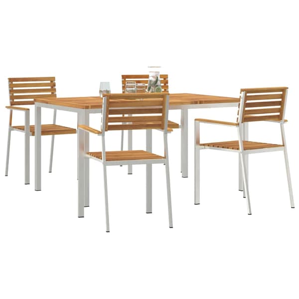 vidaXL Hage Spisegruppe 5 pcs Brun Solid akasietre