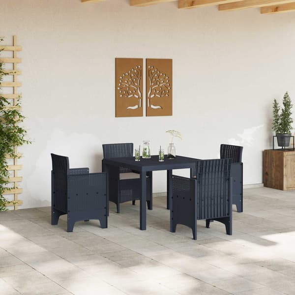 vidaXL Trädgårdsmöbelset 5 pcs Antracit Polypropylen