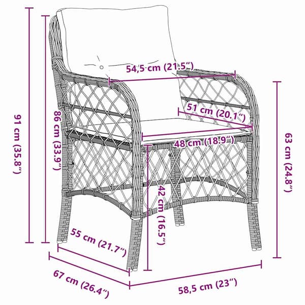 vidaXL Trädgårdsmöbelset med kudde 7 pcs Grå konstrotting