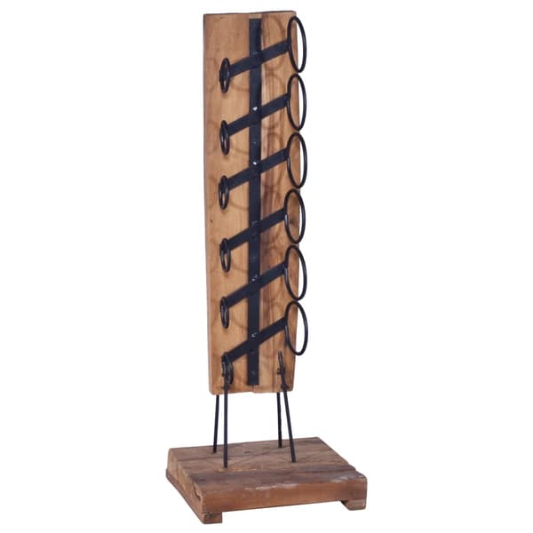 vidaXL Vinställ för 6 flaskor 35x35x100 cm massiv teak