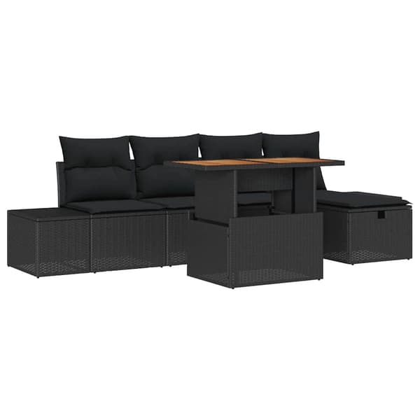 vidaXL Trädgårdsoffset 6 pcs Svart konstrotting