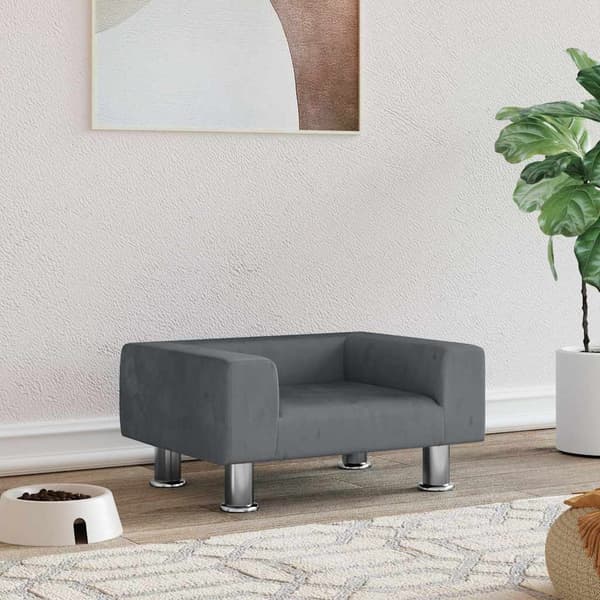 vidaXL Hundbädd mörkgrå 50x40x26,5 cm sammet